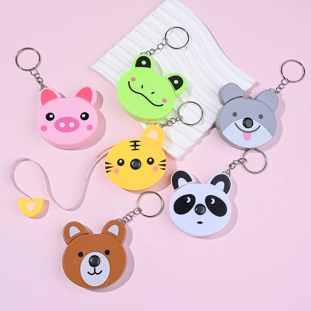 iYOE 1pc 1.5m Animal Keychain Soft Tape Measure Retractable Double Scale Automatic Sewing Tape Measure Ruler Tools Tailor Craft