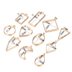 11 Style/lot Geometric Figure Charm Hollow Glue Blank Pendant Tray Bezel Epoxy Resin Molds For DIY Jewelry Making Supplies