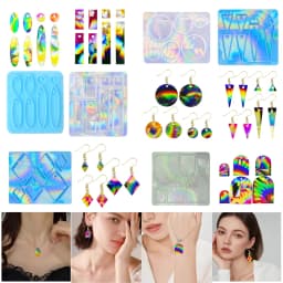 Resin Silicone Mold DIY Holographic Geometric Earring Keychain Pendant Mould Light and Shadow Crystal Epoxy Molds Crafts
