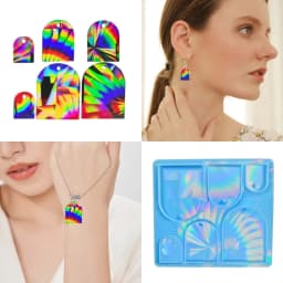Resin Silicone Mold DIY Holographic Geometric Earring Keychain Pendant Mould Light and Shadow Crystal Epoxy Molds Crafts