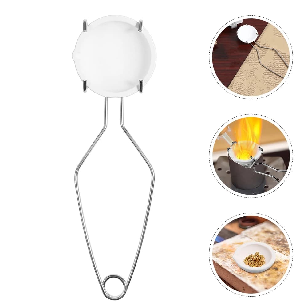 1 set Crucible Set Melting Metal Pot Silver Bowl Casting Tool Kit Steel Tongs Clamp High Temperature Practical Home Use Jewelry