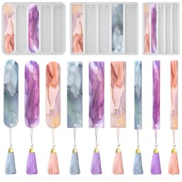 Bookmark Silicone Mold Rectangle Resin Bookmark Epoxy Casting Mould for DIY 5 Cavity Silicone Bookmark Molds Decoration Crafts