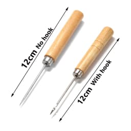 2pcs/lot Wooden Handle Sewing Awl Hand Stitching Bracelet Leather Craft Needle for Jewelry Making Needle Hook Tool Supplies
