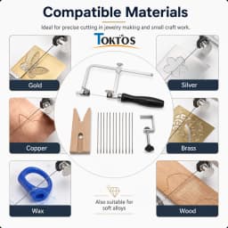 TOKTOS Adjustable Jewelry Saw Frame Set 12 Blades Jeweler Saw Bow Precision Cutting Tool for Gold Silver Wax Wood DIY Jewelry M