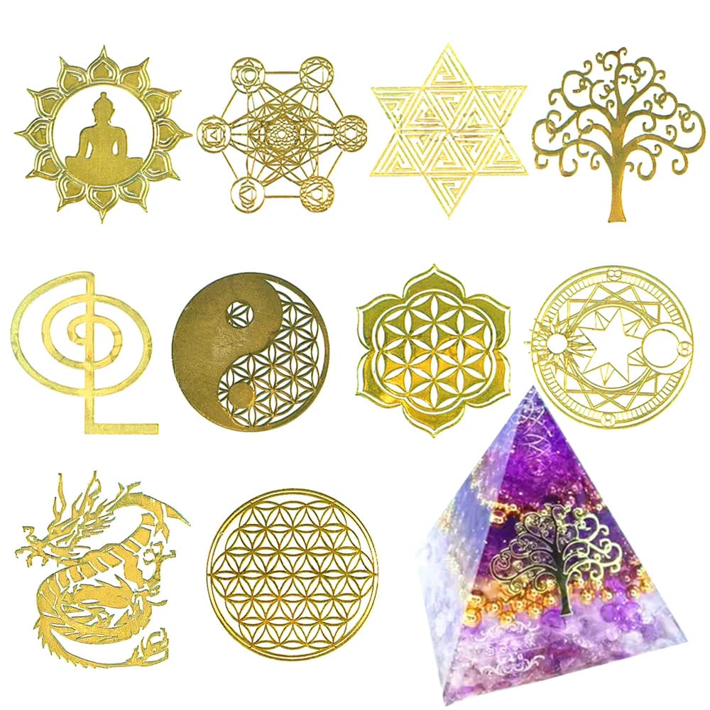 Mix 10pc New Tower Pattern Metal Copper Stickers Energy For DIY Resin Silicone Making Mould Craft Jewelry Tool Jewelry Making