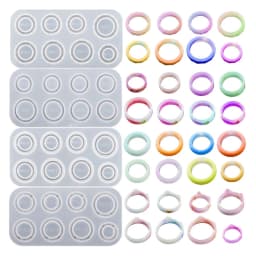 Resin Ring Molds Silicone,4 Style Silicone Molds for Epoxy Resin 8 Sizes for Making Rings,Earrings,Pendants,Crafts