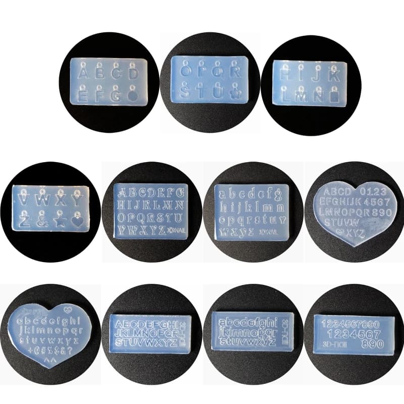 R3MC Mini Letter Numbers 3D Nail Art Decorations UV Crystal Epoxy Mold Silicone Mould