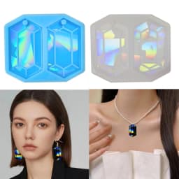Silicone Mold for Earring Pendant Holographic Hexagon Earring Resin Mold Rainbow Light Earring Keychain Charm Epoxy Mold