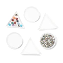 10pcs/lot Triangle Round Jewerly Boxes Rhinestone Plastic Bags Plate White Container For Bead Display Tray Handmade Supplies