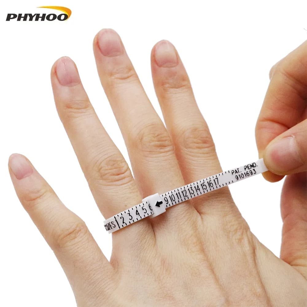 PHYHOO Plastic UK US EU JP HK Size Ring Size Measuring Tools Finger Gauge Ring Sizer Belt Measurement Tool Jewelry Accessories