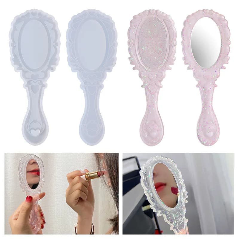 DIY Mirror Crystal Silicone Mold Hand Oval Makeup Mirror Comb Mold UV Epoxy Resin Silicone Mould For Jewelry Making Casting