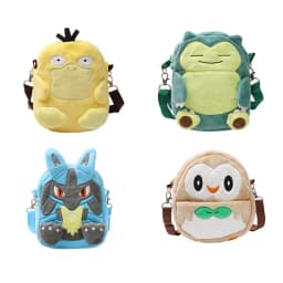 Pokemon Pikachu Gengar Mimikyu Snorlax Rowlet Psyduck Lucario Charmander Plush Backpack Pokemon Anime Shoulder Bag Doll Toy