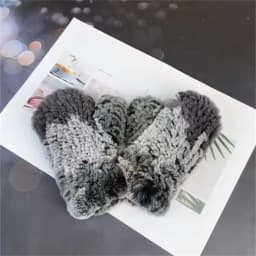 Hot Sale Women's 100% Natural Rabbit Fur Winter Gloves Warm Knit Thick Thermal Mittens Soft Real Fur Outdoor Cold Weather Glove