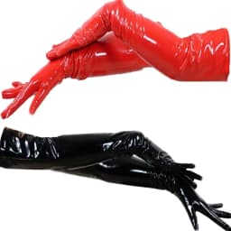28 Colors Glossy PVC Five Fingers Gloves Long Hand Mittens Women Work Arm Length Gloves Ladies Club Stage Perform Costumes 7XL