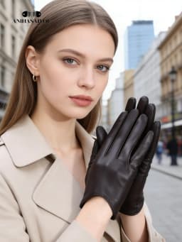 Fashion Sheepskin Women's Gloves, Drive Women's Leather Gloves, Thin Touch Gloves, Keep Warm Women's Winter Gloves -2001