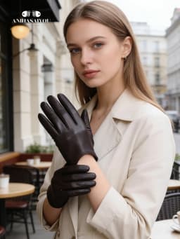 Fashion Sheepskin Women's Gloves, Drive Women's Leather Gloves, Thin Touch Gloves, Keep Warm Women's Winter Gloves -2001