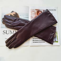 New Women's Long Sheepskin Gloves with Plush Insulation and Windproof Leather Gloves for Driving
