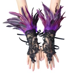 Fashion Feather Sleeve Cuffs Gloves Party Cosplay Lace Wrist Cuffs Fur Sleeve Furry Accessories Carnival Stage Show Costume