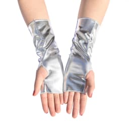 1Pair Women's Faux Patent Leather Punk Gothic Style Short Fingerless Gloves Fashion Hip Hop Performance Party Half Finger Mitten