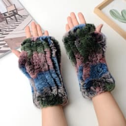 Winter Warm Real Fur Fingerless Gloves Women Knit Fur Mitten Girls 100% Real Genuine Knitted Rex Rabbit Fur Mittens