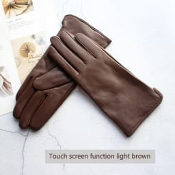 Women's Color Sheepskin Leather Gloves Straight Style Fleece Lined for Spring Autumn Outdoor Travel Cycling Car Driving