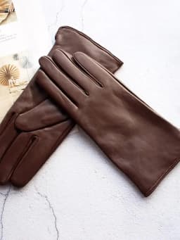 Women's Color Sheepskin Leather Gloves Straight Style Fleece Lined for Spring Autumn Outdoor Travel Cycling Car Driving