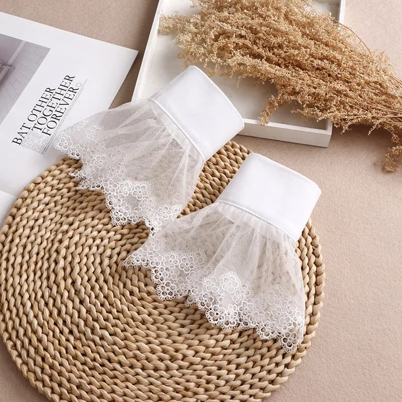 Women Flower Lace White Black Cuffs Detachable Fake Sleeves Wedding Bridal Gowns Accessories Sweater Cuff Decorative Accessories