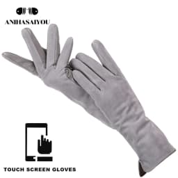 Fashion winter warm touch gloves genuine leather 50% genuine suede 50% women's leather gloves color long women's gloves -2008