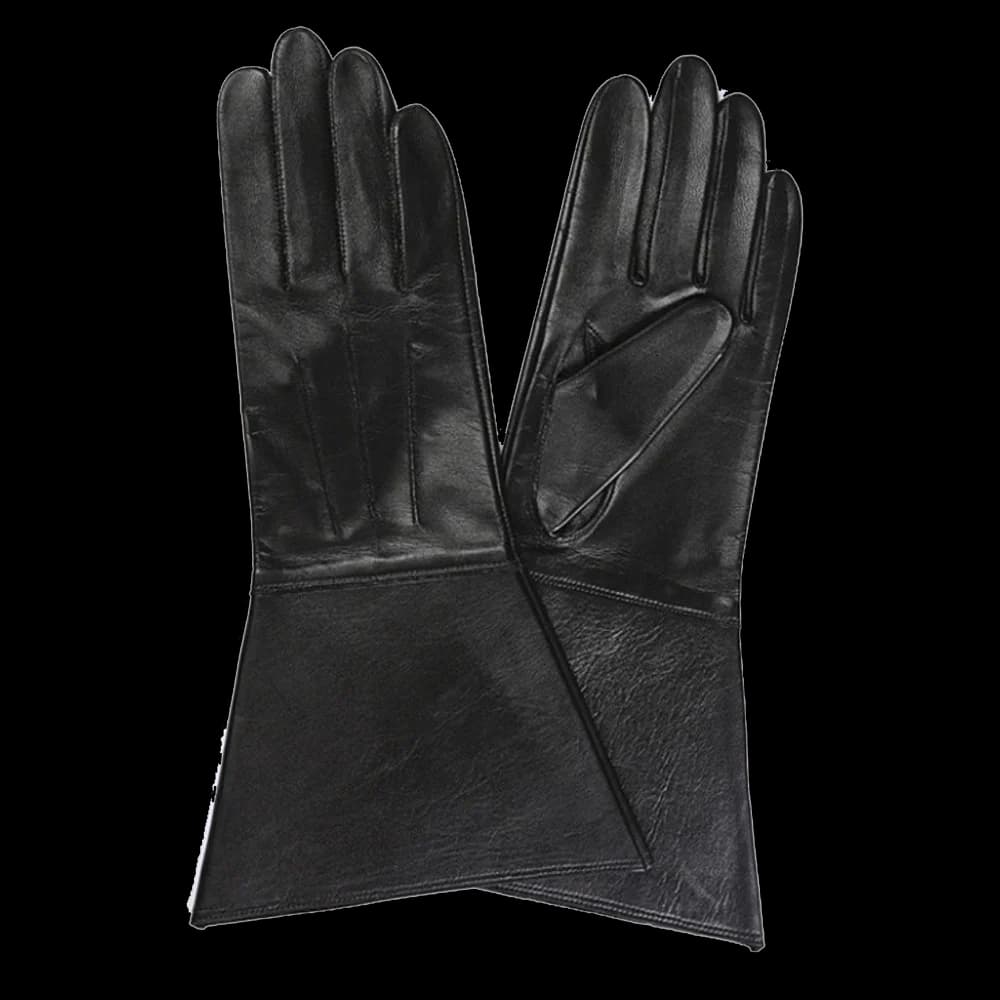 35CM Mens Leather gloves Touch Screen Double Cuff Luxury Unlined Genuine Leather Tight Long Driving Riding Moto Gloves