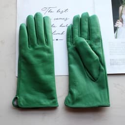 Color Sheepskin Leather Gloves Women's Straight Style Wool Lining Fall/Winter Warm Motorcycle Riding Car Driving Finger Gloves