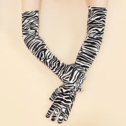 53CM Gold Velvet Fashion Personality Zebra Leopard Print Keep Warm Stage Performance Party Cosplay Soft Women Long Gloves