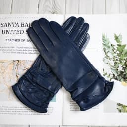 Women's Sheepskin Leather Gloves With Velvet Lining For Warmth in Autumn and Winter Outdoor Anti Cold Motorcycle Driving Gloves
