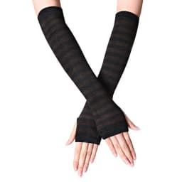 Unisex Long Fingerless Gloves Gloves Arm Cover Striped Knitting Wrist Sleeves Arm Warmer Sleeve Knitted Gloves Womens Fingerless