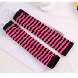 Unisex Long Fingerless Gloves Gloves Arm Cover Striped Knitting Wrist Sleeves Arm Warmer Sleeve Knitted Gloves Womens Fingerless