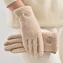 Imitation Teddy Hair Suede Women Winter Keep Warm Touch Screen Gloves Fashion Personality Add Velvet Thickened Soft