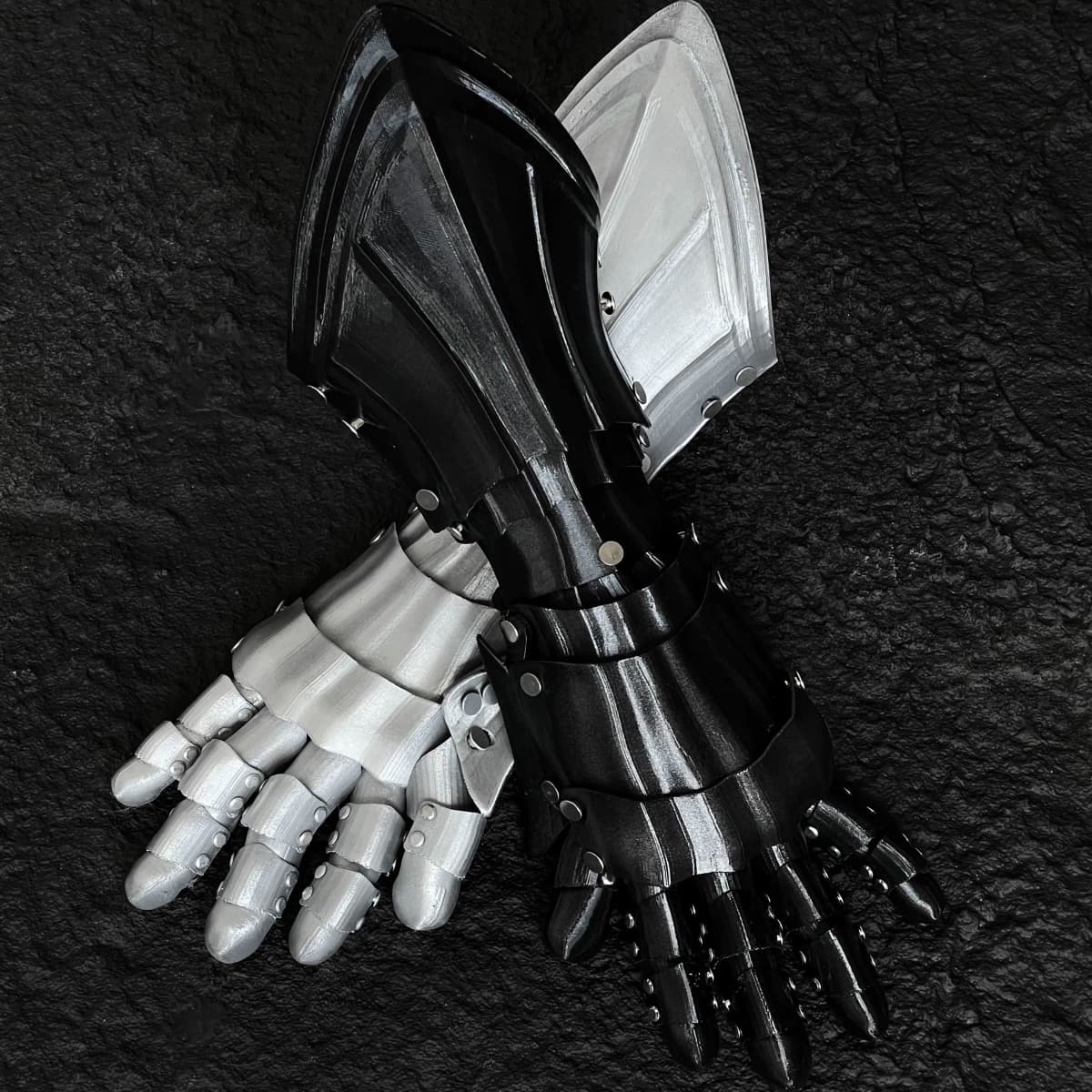 Medieval Knight Gothic Hand Armor 3D Printing Plastic Techwear Punk Long Gloves Man Woman Cosplay Mechanical Arm