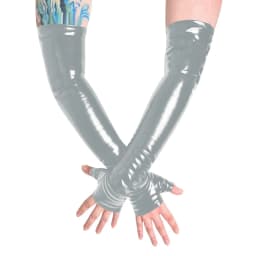 Unisex Long Gloves PVC Patent Leather Fingerless Half Finger Gloves Wristlet Evening Party Club Arm Warmer Cosplay Accessories