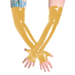 Unisex Long Gloves PVC Patent Leather Fingerless Half Finger Gloves Wristlet Evening Party Club Arm Warmer Cosplay Accessories