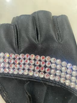 Women's Fashion Half Palm Semi- finger PU Leather Rhinestone Gloves Men's Fingerless Hip-hop Personality Diy Gloves