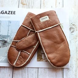 Men's Winter Warm Sheepskin Fur Mittens Thickened Windproof Cold-Proof Wool Lined Leather Gloves for Cold Weather Protection
