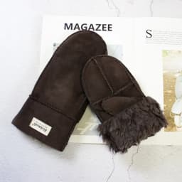 Men's Winter Warm Sheepskin Fur Mittens Thickened Windproof Cold-Proof Wool Lined Leather Gloves for Cold Weather Protection