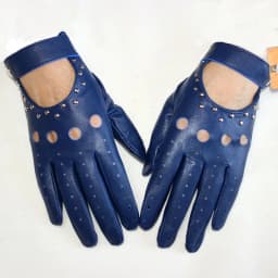 Summer Driving All Finger Leather Gloves Women's Sheepskin Unlined Fashion Hollow Out Style Outdoor Motorcycle Riding