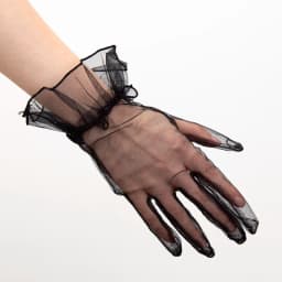 Women Black Lace Gloves Ultra Thin Gloves Tulle Wedding Bride Dress Driving Mittens Sheer Transparent Sunscreen Vintage Glove
