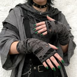Sexy Gothic Fingerless Long Gloves for Women Men Halloween Gloves Mittens Clubwear Dance Cosplay Costume Accessories