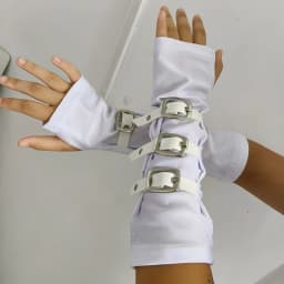 Fashion Personality Buckle Straps Punk Style Women Spandex Fingerless Gloves Lolita Cosplay Stage Performances Street Dance