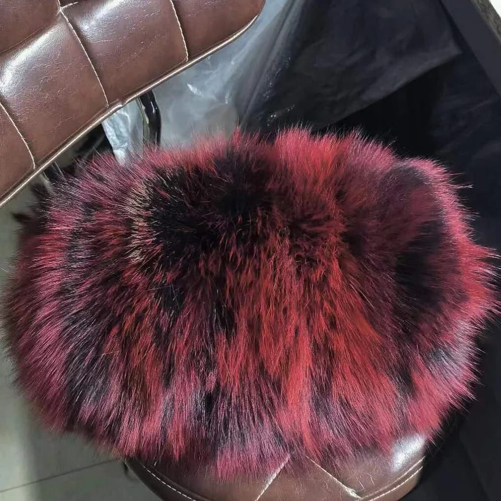 MS.MinShu-Real Fox Fur Hand Muff Bag for Women, Winter Hand Warmer, Pocket Handbag with Chain, Fashion Brand