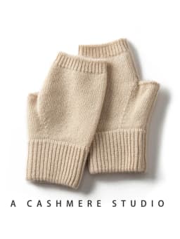 Winter Women 100% Cashmere Mitts 15cm Knitted Fingerless Gloves Y2k Thermal Gloves Semi Finger Lengthen Mittens Arm Warmers