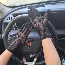 Halloween 22CM Women Rose Print Mesh Sexy Lolita Black Transparent Long Gloves Cosplay Performance Breathable Drive Sunscreen