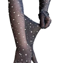 Sexy Shining Flash Drilling Thin Elasticity Lace Fashion Personality Dance Stage Performance Cosplay Women Mesh Long Gloves