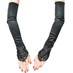 48cm Long Satin Sexy Lace Embroidery Hook Finger Gloves Retro Party Women Etiquette Drive Cosplay Dinner Dance Mittens